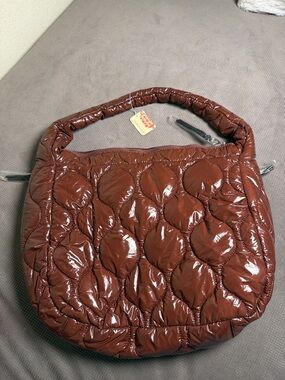 FP Movement by Free People Quilted Puffer Hobo Bag in Chestnut Brown